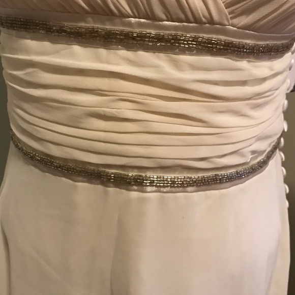 🔥NWT Donna Morgan Cream Chiffon & Beaded Dress - Picture 3 of 7